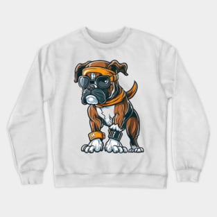 Ride with Purpose: GreenBubble's Snowboarding Boxer Dog Print Crewneck Sweatshirt